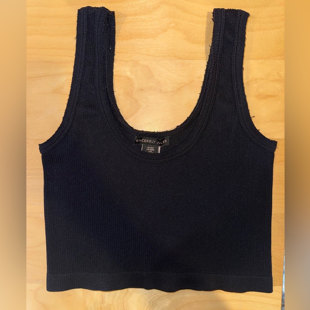Sincerely Jules Classic Black Ribbed Tank Top